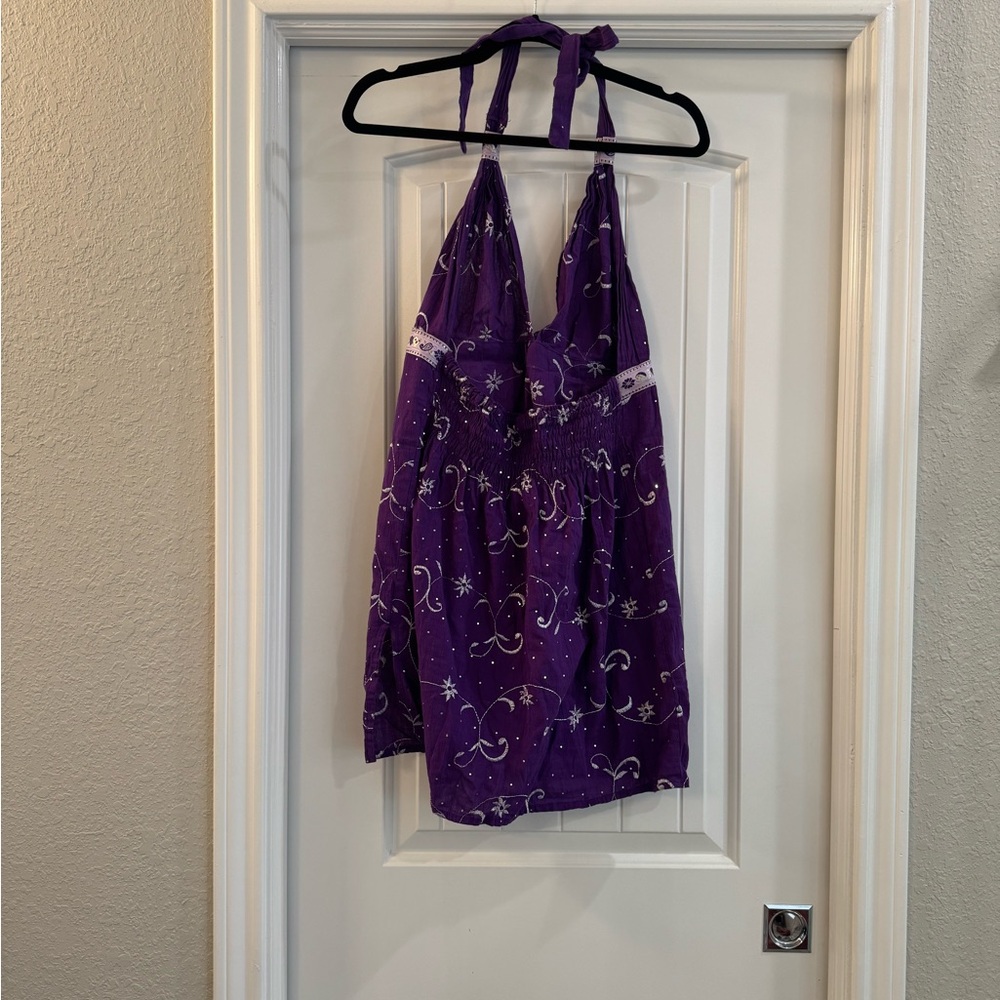 Elegant Purple Halter Dress - Picture 4 of 4